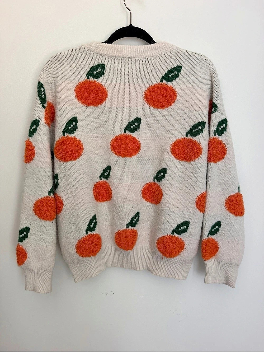 Cider Oranges Sweater Cream Crewneck Womens Large - Picture 2 of 6